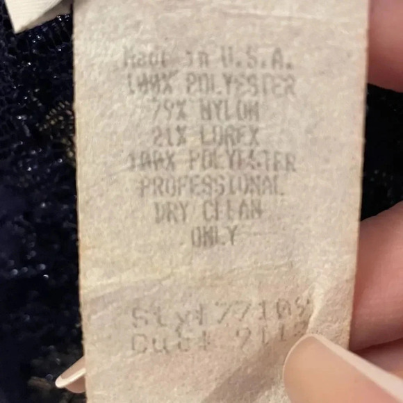 VINTAGE ROBERTA EINER ROYAL BLUE SHEER SPARKLING LACE CROP WITH BUTTONS SIZE M - Picture 6 of 16